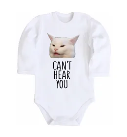 Детский боди Can`t hear you cat Белый фото