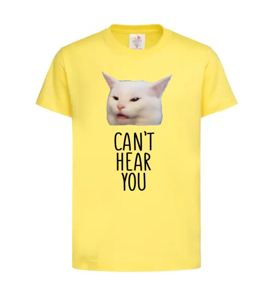 Детская футболка Can`t hear you cat Лимонный фото