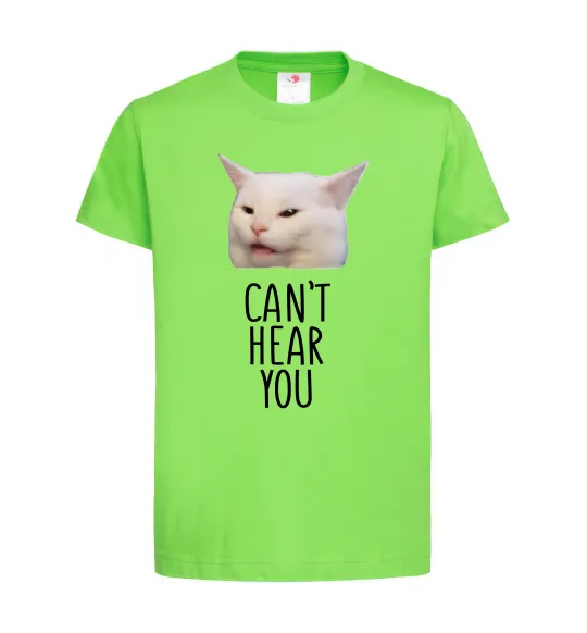 Детская футболка Can`t hear you cat Лаймовый фото