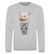 Свитшот Can`t hear you cat Серый меланж фото