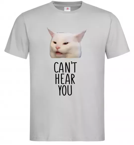 Чоловіча футболка Can`t hear you cat Сірий фото