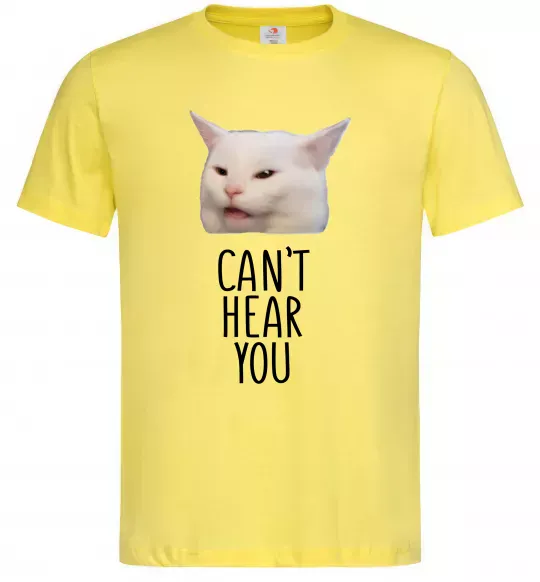 Чоловіча футболка Can`t hear you cat Лимонний фото