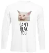 Лонгслів Can`t hear you cat Білий фото