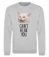 Свитшот Can`t hear you cat Серый меланж фото