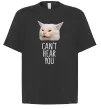 Футболка Оверсайз Can`t hear you cat Чорний фото