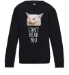 Детский Свитшот Can`t hear you cat Черный фото