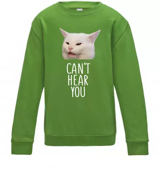 Детский Свитшот Can`t hear you cat Лаймовый фото