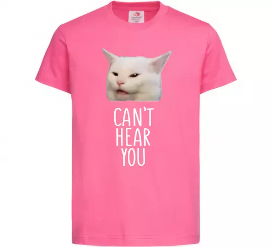 Дитяча футболка Can`t hear you cat Яскраво-рожевий фото