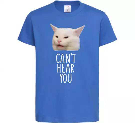 Дитяча футболка Can`t hear you cat Яскраво-синій фото