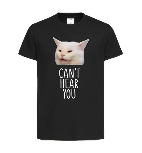 Детская футболка Can`t hear you cat Черный фото