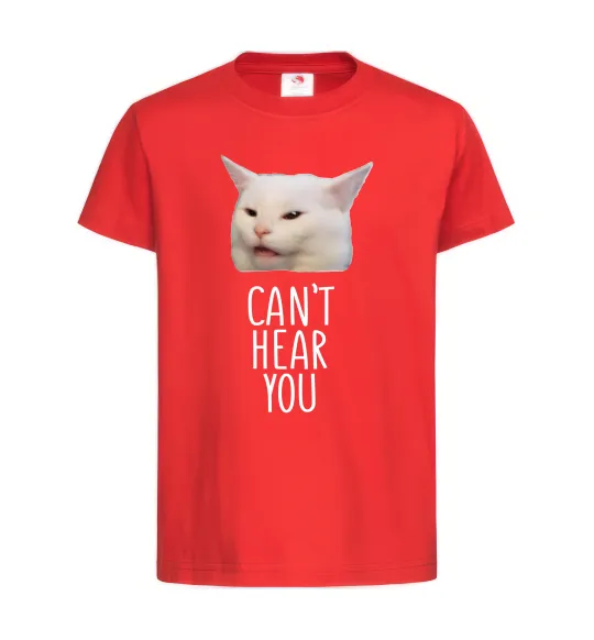 Детская футболка Can`t hear you cat Красный фото