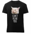 Чоловіча преміум футболка Can`t hear you cat Чорний фото
