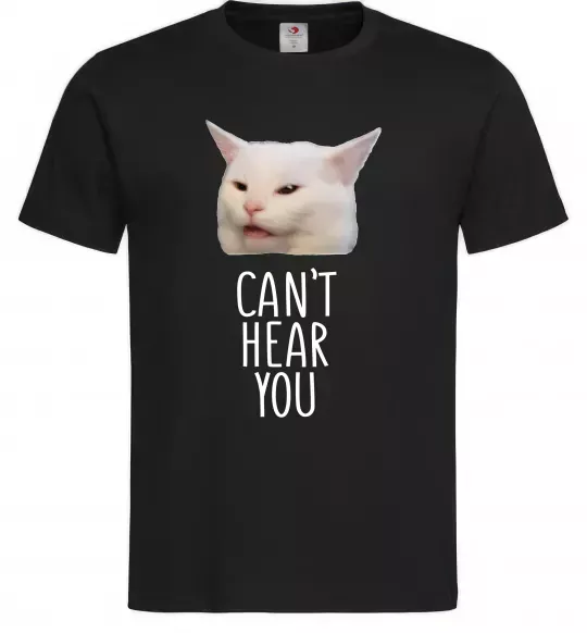 Чоловіча футболка Can`t hear you cat Чорний фото