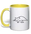 Чашка с цветной ручкой Not today cat Лимонный фото