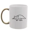 Чашка з кольоровою ручкою Not today cat Золото фото