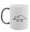 Чашка з кольоровою ручкою Not today cat Срібло фото