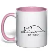 Чашка з кольоровою ручкою Not today cat Ніжно рожевий фото