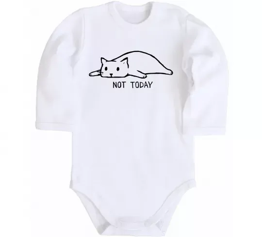 Детский боди Not today cat Белый фото