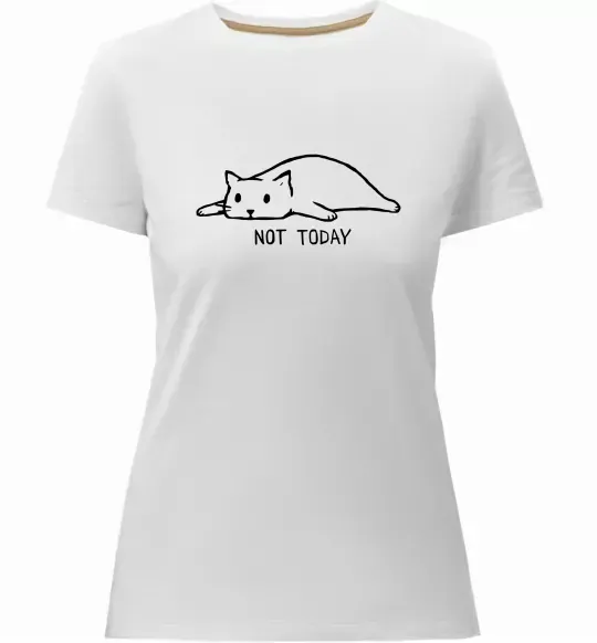 Женская премиум футболка Not today cat Белый фото