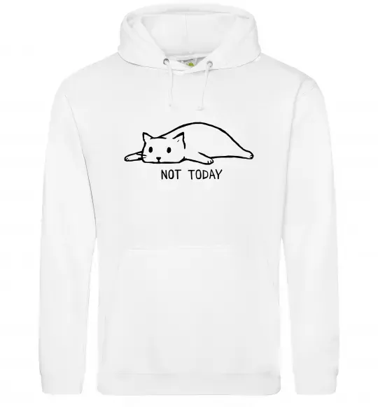 Мужская толстовка (худи) Not today cat Белый фото
