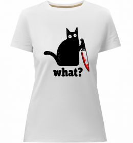 Женская премиум футболка Cat with knife