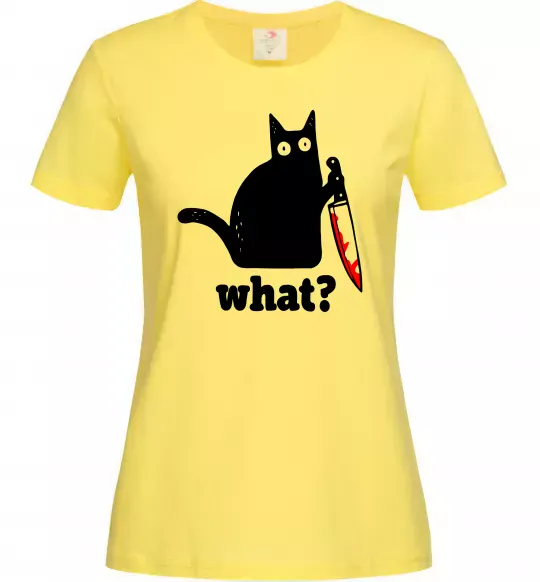 Жіноча футболка Cat with knife Лимонний фото