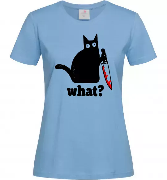 Жіноча футболка Cat with knife Блакитний фото