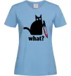 Жіноча футболка Cat with knife Блакитний фото
