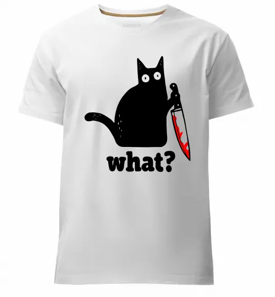Чоловіча преміум футболка Cat with knife Білий фото