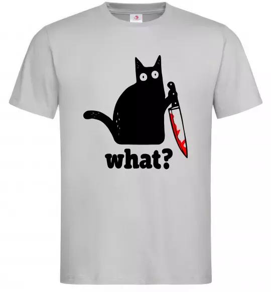 Чоловіча футболка Cat with knife Сірий фото