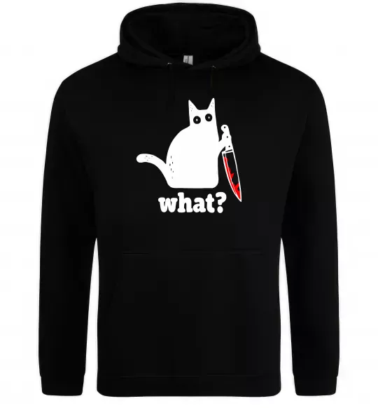 Мужская толстовка (худи) Cat with knife Черный фото