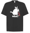 Футболка Оверсайз Cat with knife Чорний фото