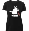 Женская премиум футболка Cat with knife Черный фото