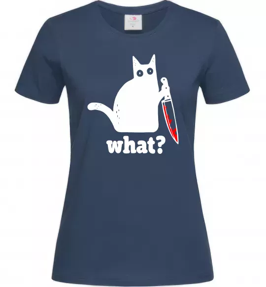 Жіноча футболка Cat with knife Темно-синій фото