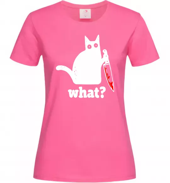 Жіноча футболка Cat with knife Яскраво-рожевий фото