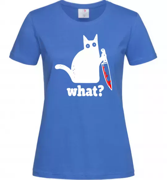 Жіноча футболка Cat with knife Яскраво-синій фото