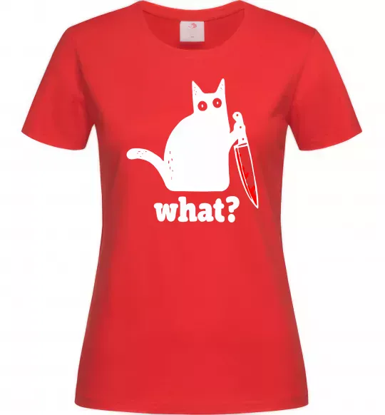 Жіноча футболка Cat with knife Червоний фото