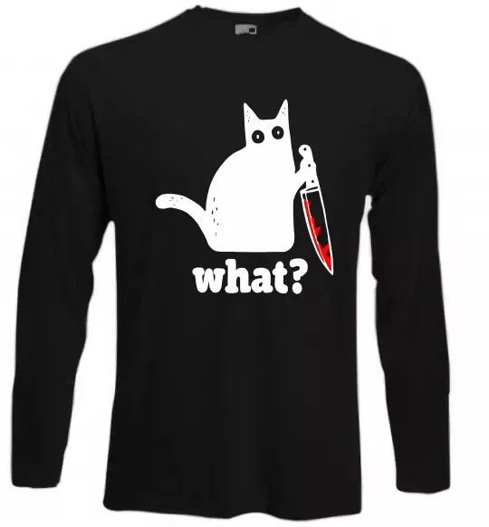 Лонгслів Cat with knife Чорний фото