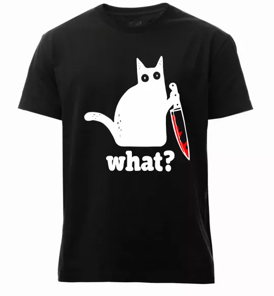 Чоловіча преміум футболка Cat with knife Чорний фото