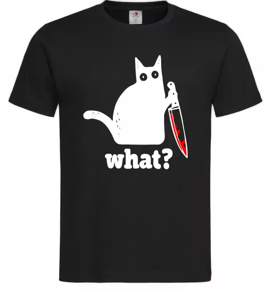 Чоловіча футболка Cat with knife Чорний фото