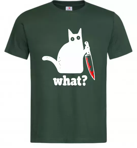 Чоловіча футболка Cat with knife Темно-зелений фото