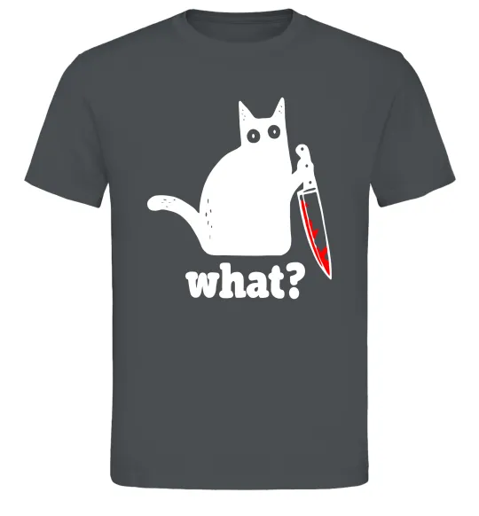 Чоловіча футболка Cat with knife Графіт фото