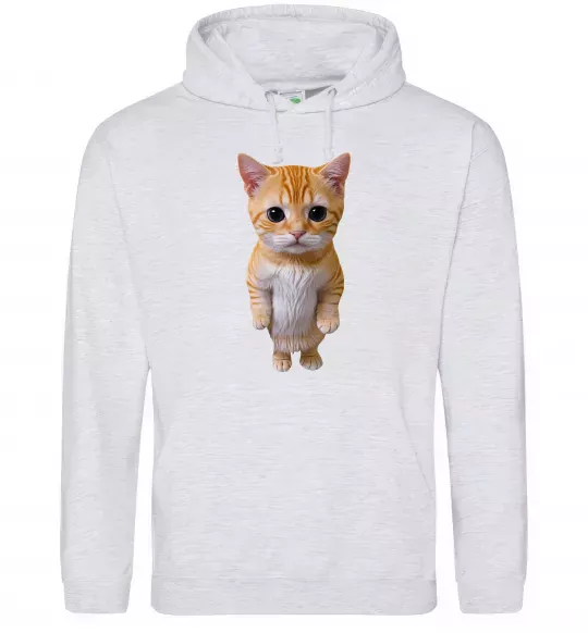 Чоловіча толстовка (худі) Кошеня в повний зріст Сірий меланж фото