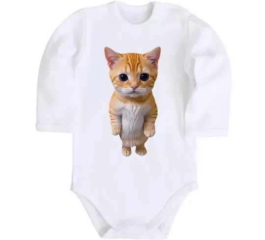 Дитячий бодік Кошеня в повний зріст Білий фото