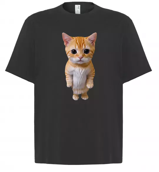 Футболка Оверсайз Кошеня в повний зріст Черный фото