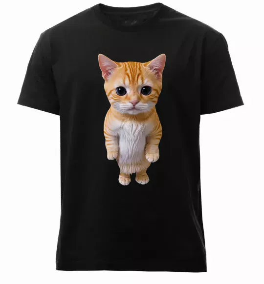 Чоловіча преміум футболка Кошеня в повний зріст Чорний фото