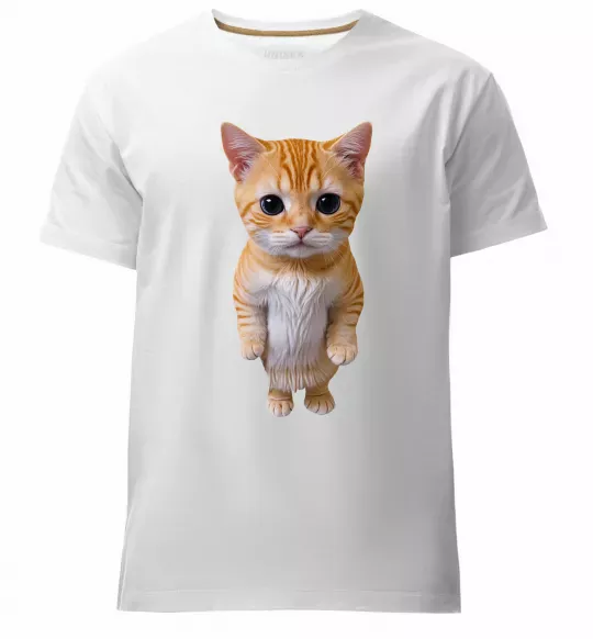 Чоловіча преміум футболка Кошеня в повний зріст Білий фото