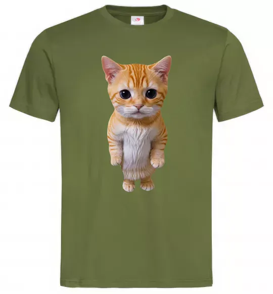 Мужская футболка Кошеня в повний зріст Оливковый фото