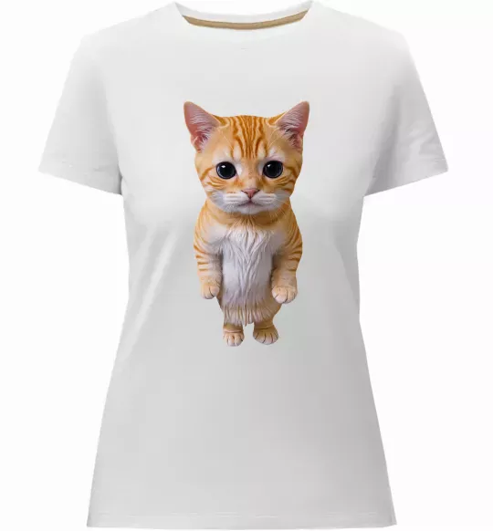 Жіноча преміум футболка Кошеня в повний зріст Білий фото