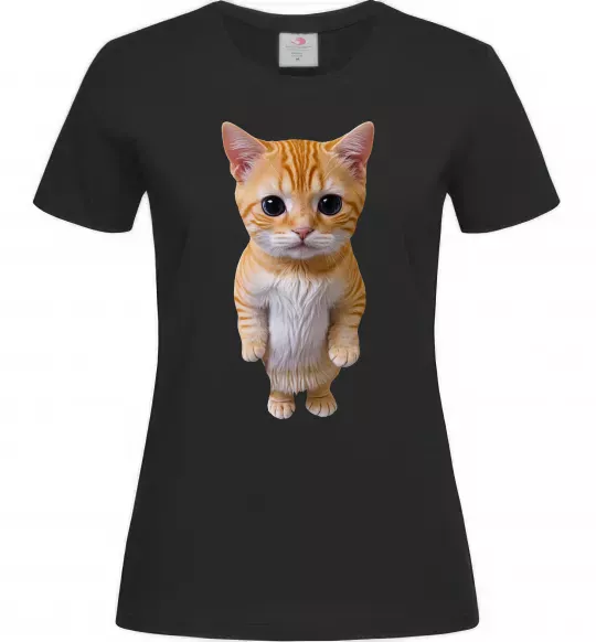 Женская футболка Кошеня в повний зріст Черный фото